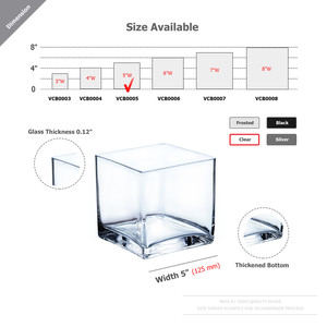 VCB0005 - Vase / Porte-bougie en verre transparent soufflé à la main - 5 pouces - Product Image 3