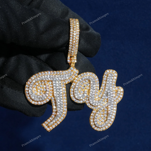 Hip Hop Fully Iced Out Moissanite <b>Pendant</b> Customized Letter Gold Plated <b>Pendant</b> GRA certified Sterling <b>Silver</b> <b>Pendant</b> For <b>Mens</b> - Product Image 2