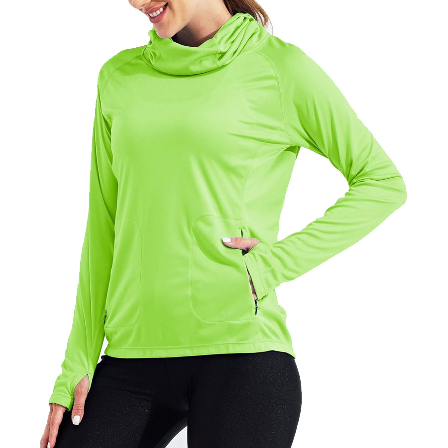 Women Lightweight Pullover-Hooded Shirt Long Sleeve Running Yoga Workout Tops for Women-Cowl Neck & Thumbhole Hooded Shirt