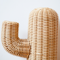 Décoration d'intérieur personnalisable en rotin naturel tressé à la main, motif cactus, écologique, pour intérieurs modernes bohèmes et art déco - Journée de la Terre