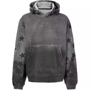 Pull à capuche personnalisé délavé à l'acide pour hommes 480 GSM Fleece Detached Sleeve Rivet Design Embossed Print Custom Embroidery - Product Image 1