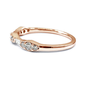 Bijoux sur mesure Logo laser Baguette véritable or rose platine de qualité supérieure et bague mince en diamant rond pour femme - Product Image 2