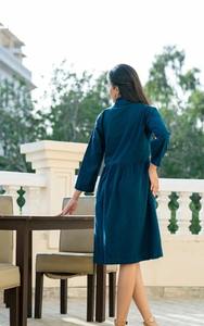 Robe mi-longue en lin, robe à manches longues, robe en lin ample, robe boutonnée pour femme, vêtements durables, robe chemise vintage - Product Image 4