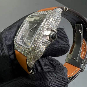 Reloj Deportivo Digital de Edición Limitada Estilo HipHop de Lujo, Totalmente Automático, con Diamantes de Laboratorio VVS-VS, Unisex, de Cuero, Resistente al Agua - Product Image 3