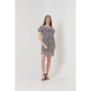 Robe mi-longue Topshow en gros avec imprimé zèbre et pois, col bateau - Product Image 2