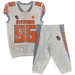 Uniforme de football américain cousu en sergé, chrome brillant orange et uniformes de football américain en sergé - Product Image 1