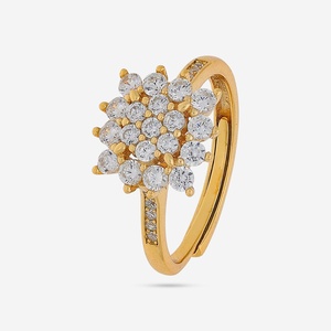 Bague pour femme en argent 925, 191168, tendance et élégante, plaqué or rhodié, incrustée de zircon de laboratoire, technologie griffe, motif fleur - Product Image 1