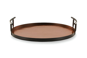 Bandeja DE SERVICIO DE ALUMINIO redondeado martillado con asas laterales para uso en restaurante de fiesta de boda en tarifa a granel - Product Image 6