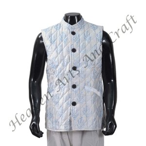 Cotton Floral Printed Men's Wear Soft And Comfortable <b>Kantha</b> Quilted Tunic Gift <b>Kantha</b> <b>Jacket</b> Hand Block Printed - Product Image 3