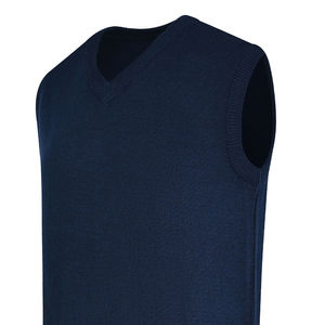 High Quality 100% Cotton Navy Plain <b>V</b>-<b>Neck</b> Sleeveless <b>Sweater</b> Customizable Winter Outfit-Breathable Anti-Wrinkle - Product Image 2