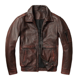 Automne hiver hommes véritable cuir de cheval Biker veste haute qualité support fermeture éclair usine en gros bas quantité minimale de commande pour moto - Product Image 4