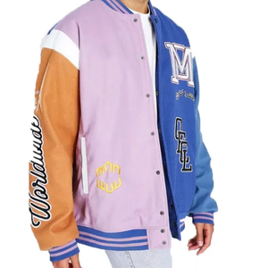 Logo personnalisé Graffiti Baseball manches en cuir broderie coton noir Couple collège Baseball veste Letterman veste pour hommes - Product Image 2