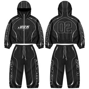 Ensemble coupe-vent de haute qualité en tissu nylon polyester 180 GSM, tissage lisse, noir et blanc, avec emplacement de panneaux incurvés et logo personnalisé - Product Image 1