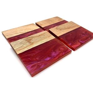 Dessous de verre en bois d'acacia en résine époxy artisanale de meilleure qualité Dessous de verre en bois faits à la main Dessous de verre en bois carrés personnalisables - Product Image 1