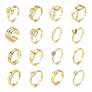 Offre d'articles mixtes Bagues en acier inoxydable en or véritable Bagues en acier inoxydable punk Bague en acier inoxydable plaqué or pour la mode - Product Image 6