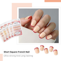 Faux ongles courts carrés français AIERFEI, durables, fournisseur de produits de beauté, ongles élégants, conception personnalisée acceptée
