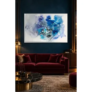 Impression sur toile Fida Blue avec motifs de veines en aquarelle - Product Image 5
