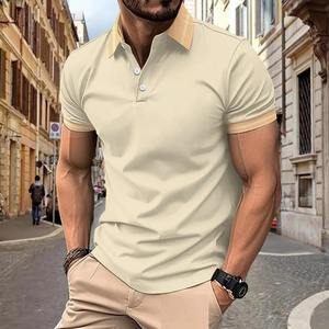 Nueva moda de verano para hombre, informal, de manga corta, con botones, solapa, Color sólido, transpirable, Camiseta clásica, Parte delantera personalizada, hecha a medida - Product Image 4