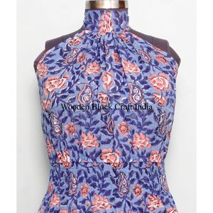 Robe longue bohème vintage à imprimé floral faite à la main pour femme, col rond et sans manches, idéale pour les fêtes ou la saison printemps-été - Product Image 2