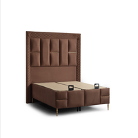 Base de lit simple de style européen Cadre en métal touffeté et pliable avec lit modulaire extensible et rangement Caractéristiques Soft Bed