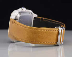 Reloj de Pulsera de Cuero Cuadrado Elegante Unisex, Miyota Analógico, Cristal, Completamente Adornado con Moissanita VVS, Estilo Hip Hop, Números Romanos, Cuarzo - Product Image 3