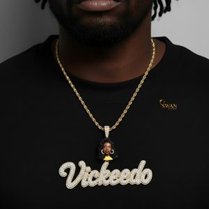 Luxe 10K Or Moissanite Diamant VickeeLo Pendentif Glacé Hip Hop Nom Personnalisé Collier Bijoux De Mode Cadeau pour Lui ou Elle - Product Image 4