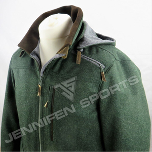 Veste de chasse d'hiver en plein air, 100% laine, respirante, style européen, pour homme, avec plusieurs poches et capuche - Product Image 2