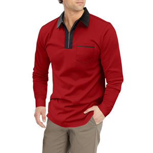 Chemises polo pour hommes respirantes à séchage rapide, design de vente en gros, manches longues, logo personnalisé, broderie, impression, chemise polo de sport - Product Image 3