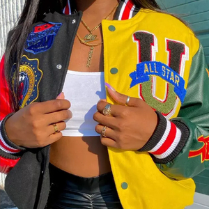 Collège vert Patch détail Sublimation méchants seulement patchs enfant en bas âge bras longs hommes manches Bomber ensemble Varsity veste - Product Image 3