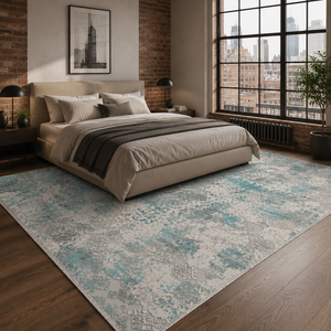 Netline Home Elevated Lattice Bright Blue Geometric <b>Washable</b> <b>Rug</b> - Product Image 3