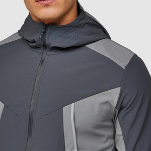 Nueva sudadera cortavientos transpirable con capucha y cremallera reflectante con logotipo personalizado, chaqueta con capucha tejida de talla grande para hombre - Product Image 5