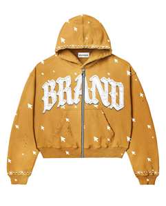 Ensembles deux pièces surdimensionnés pour hommes, sweat à capuche et pantalon brodés, survêtements en coton, survêtements en pierre du Rhin personnalisés - Product Image 4