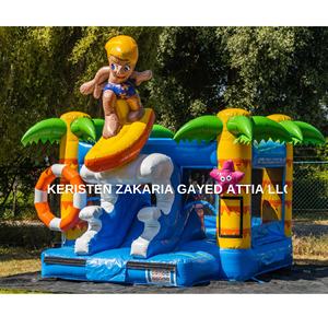 Castillo inflable de PVC comercial para surfear en verano, tobogán acuático combinado para fiestas infantiles en el patio trasero - Product Image 4