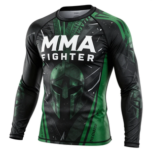 Camiseta de compresión de manga larga para luchador de MMA, con estampado por sublimación, de secado rápido, para entrenamiento masculino. - Product Image 3