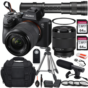 Appareil photo numérique sans miroir A7 III, objectif téléobjectif 28-70 mm 420-800 mm, carte mémoire 2x 64 Go, filtres macro UV, microphone, vidéo 4K - Product Image 2