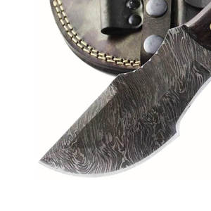 Rastreador de acero de Damasco de tamaño personalizado, cuchillo de hoja fija con mango de madera de Micarta, agarre de mano cómodo compatible con OEM - Product Image 6