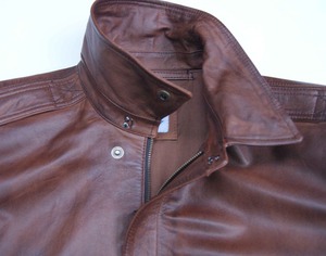 Mens Vintage Brown Sheep <b>Leather</b> MA1 Coat Distressed Style Durable Comfortable <b>Retro</b> Outerwear Waterproof Reversible Plus Size - Product Image 2