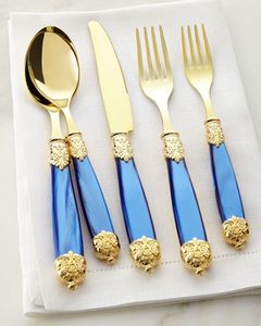 Ensemble de couverts couleur or en métal avec poignée en résine faite à la main, parfait pour une expérience culinaire et une décoration de table élégante - Product Image 4