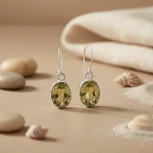 925 Silver Women's Gemstone Jewelry <b>Fashion</b> <b>Drop</b> <b>Earrings</b> with Citrine - Product Image 2