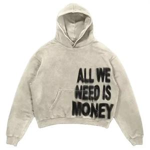 Sudadera con capucha Unisex de algodón 100% de alta calidad, lavado ácido personalizado, estampado suelto, cremallera completa, estilo callejero para hombres y mujeres para invierno - Product Image 1