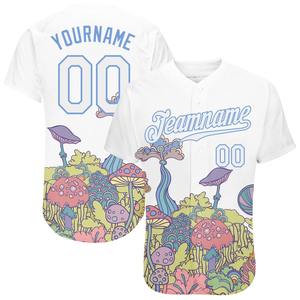Camiseta de Béisbol Auténtica con Diseño Personalizado de Flores y Hongos Coloridos, Estilo Psicodélico, Superventas - Product Image 1