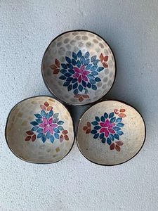 Juego de cuencos de laca de coco hechos a mano de alta calidad, venta al por mayor directa de fábrica, patrón de flores, comida personalizada, precio competitivo - Product Image 6