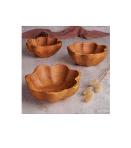 Tazón de servir comida de artículos de hotel de diseño antiguo, tazón de madera con forma de flor de primera calidad al precio más barato - Product Image 1