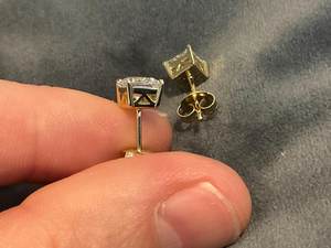 Pendientes de Diamante Moissanite con Corte Princesa Brillante para Unisex, Plata de Ley 925, Regalo Moderno, Joyería de Boda - Product Image 5