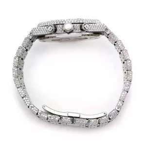 Reloj Analógico Mecánico Automático de Cuero para Hombre de Alta Calidad, Personalizable con Diamantes Moissanite VVS, Estilo Clásico de Lujo Hip Hop - Product Image 4