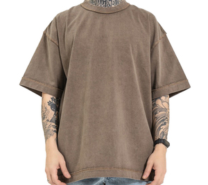 Nouveauté 2025 blanc Vintage graphique personnaliser surdimensionné soleil fondu pierre acide lavé t-shirt pour hommes - Product Image 3