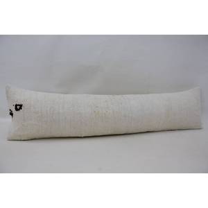 Elegante alfombra Kantha Toile de lana Beige de 12x48 pulgadas tejida con patrón Vintage perfecto como adorno o almohada - Product Image 3