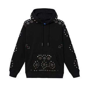 Sweat à capuche exclusif pour homme en coton mélangé, impression en relief, logo personnalisé, strass, veste d'hiver, poids lourd, streetwear élégant - Product Image 4