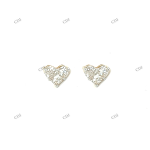 Pendientes de tuerca de moissanita en forma de corazón de tres piedras, Pendientes chapados en oro amarillo, regalo de compromiso para mujer a precio mayorista - Product Image 5