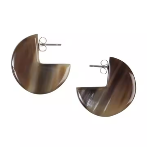 ต่างหูเขาควายธรรมชาติสำหรับขนาดที่กำหนดเองราคาถูกทำด้วยมือด้วยงานฝีมือเสี้ยว - Product Image 2